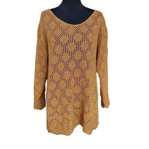 Vintage Keren Golden Wheat‎ Open Knit Sweater Sz 1X